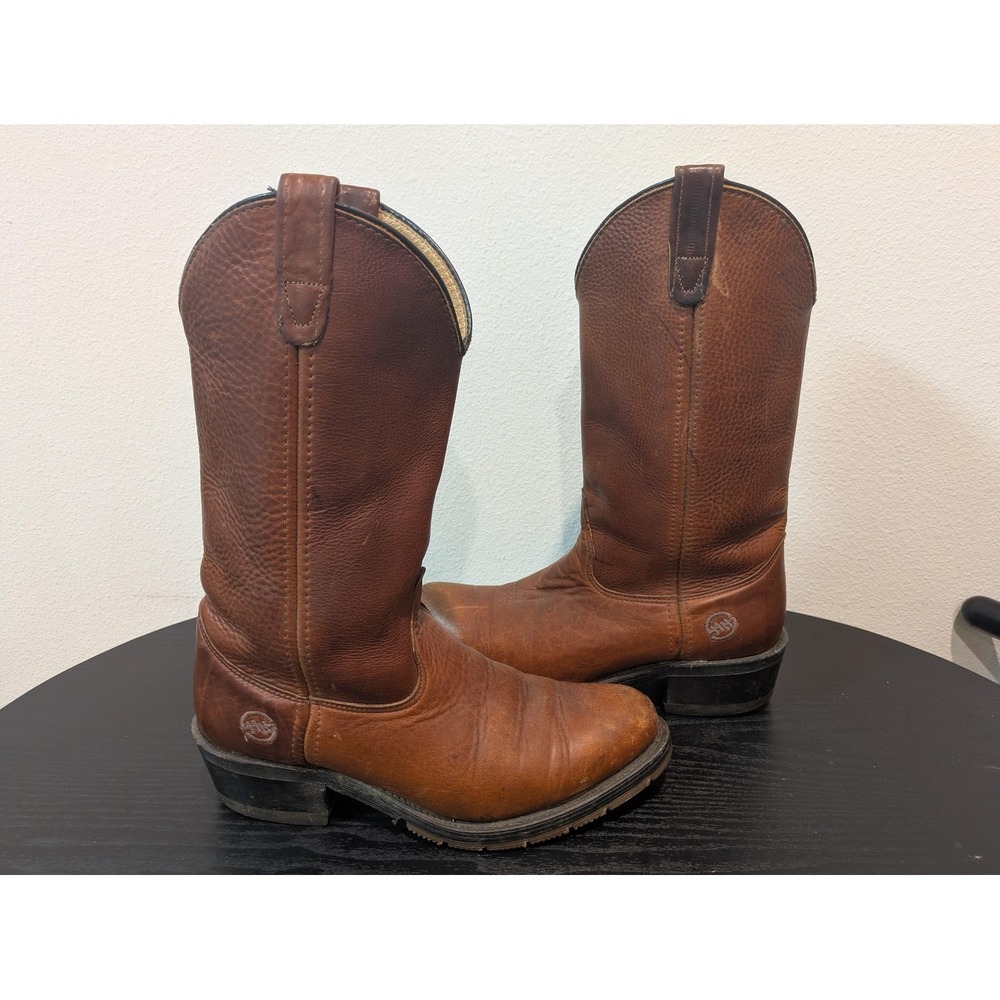 Double-H Boots Mens Size 8 EE Brown Leather Work West 1679 Slip Resistant